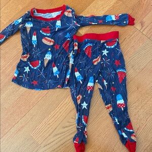 Little Sleepies Rocket and Fireworks Pajama Set - Red and Blue